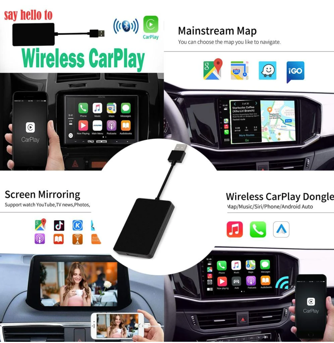 Carplay Iphone＆Android Auto Adapter - Suitable for All Car Brands